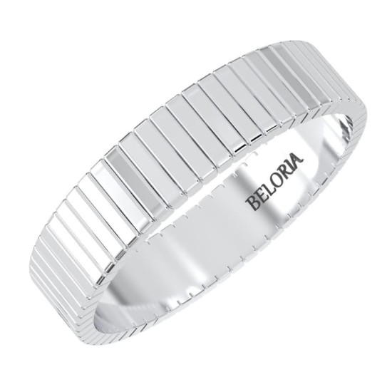 Alliance Homme Guillochée en or blanc