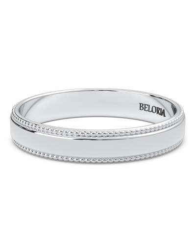 Alliance Homme Classique Perlée en or blanc