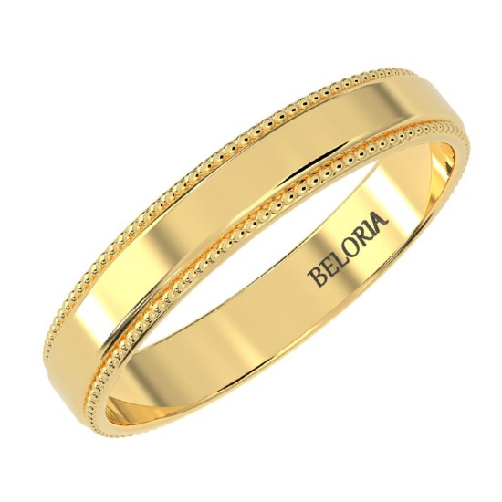 Alliance Homme Classique Perlée en or jaune