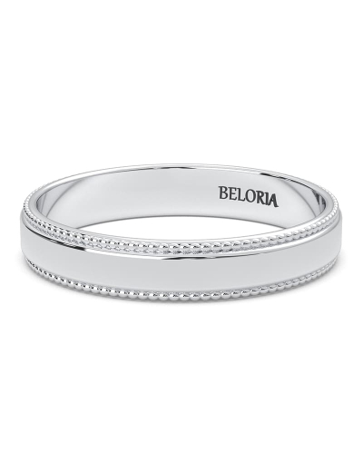 Alliance Homme Classique Perlée en or blanc