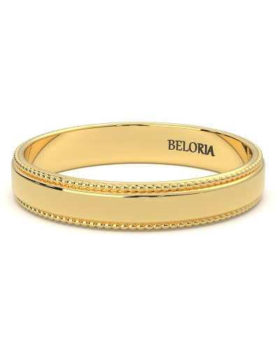 Alliance Homme Classique Perlée en or jaune