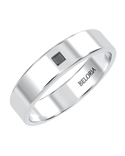 Alliance homme en or blanc et Diamants Noir