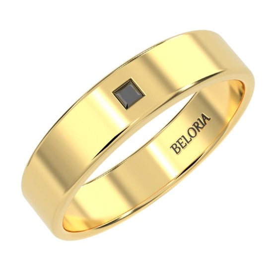 Alliance homme en or jaune et Diamants Noir