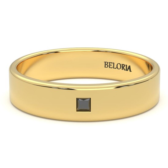 Alliance homme en or jaune et Diamants Noir