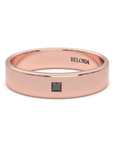 Alliance homme en or rose et Diamants Noir