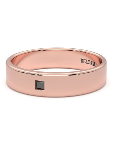 Alliance homme en or rose et Diamants Noir