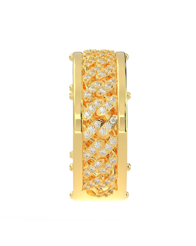 Alliance homme en or jaune et Diamants Maille Cubaine