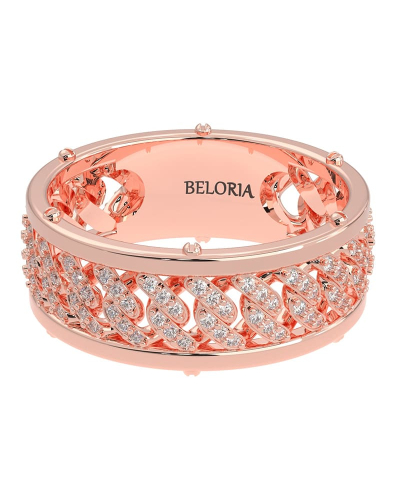 Alliance homme en or rose et Diamants Maille Cubaine