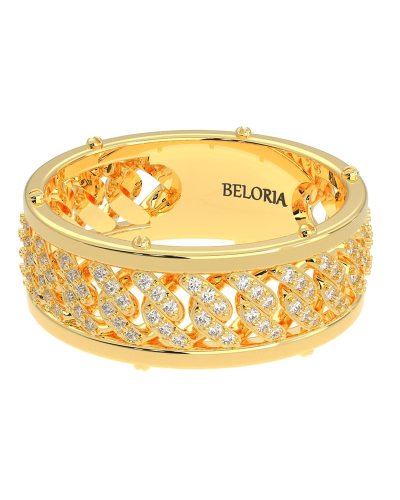 Alliance homme en or jaune et Diamants Maille Cubaine