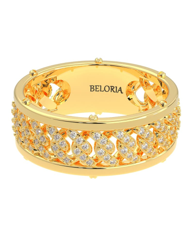 Alliance homme en or jaune et Diamants Maille Cubaine