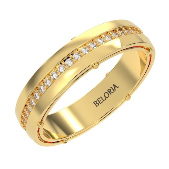 Alliance pour homme en Or jaune et Diamants
