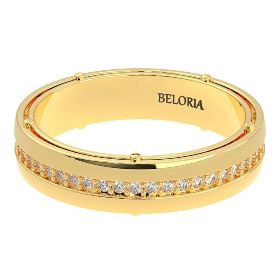 Alliance pour homme en Or jaune et Diamants