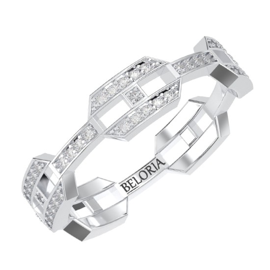 Alliance pour homme en Or blanc et Diamants