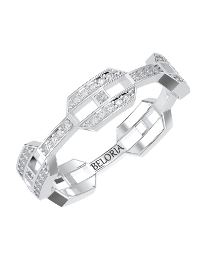 Alliance pour homme en Or blanc et Diamants