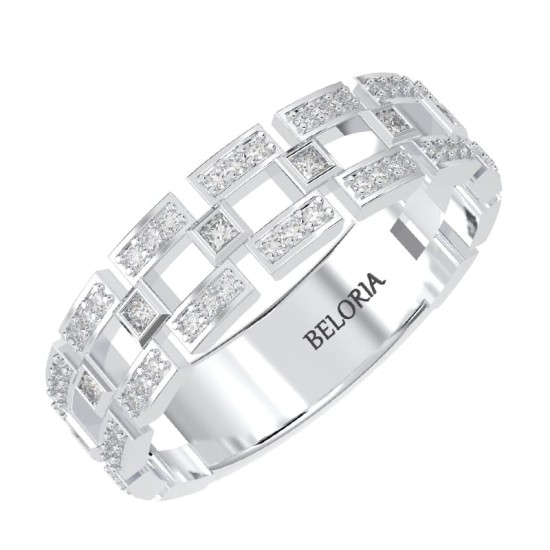 Alliance en Or blanc et Diamants