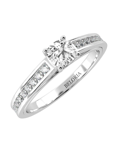 Solitaire en or blanc Accompagné Diamant Coussin