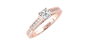 Solitaire en or rose Accompagné Diamant Coussin