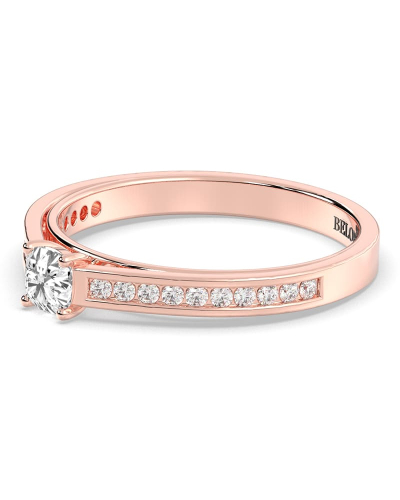 Solitaire en or rose Accompagné Diamant Coussin