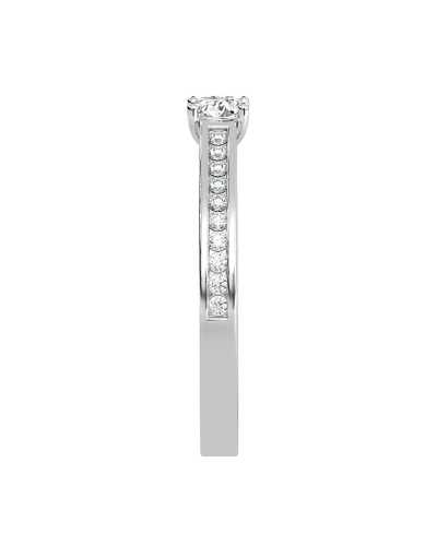 Solitaire en or blanc Accompagné Diamant Coussin
