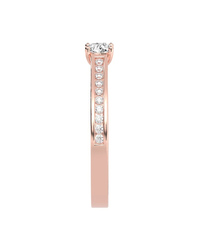 Solitaire en or rose Accompagné Diamant Coussin