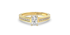 Solitaire Accompagné Diamant Emeraude en or jaune