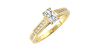 Solitaire Accompagné Diamant Emeraude en or jaune
