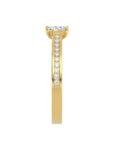 Solitaire Accompagné Diamant Emeraude en or jaune