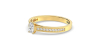 Solitaire Accompagné Diamant Emeraude en or jaune