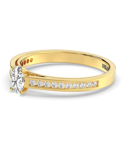 Solitaire Accompagné Diamant Ovale en or jaune