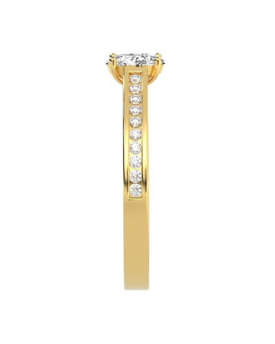 Solitaire Accompagné Diamant Ovale en or jaune