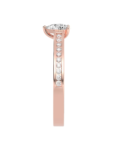 Solitaire Accompagné Diamant Poire en or rose