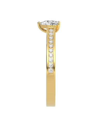 Solitaire Accompagné Diamant Poire en or jaune