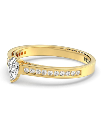 Solitaire Accompagné Diamant Poire en or jaune