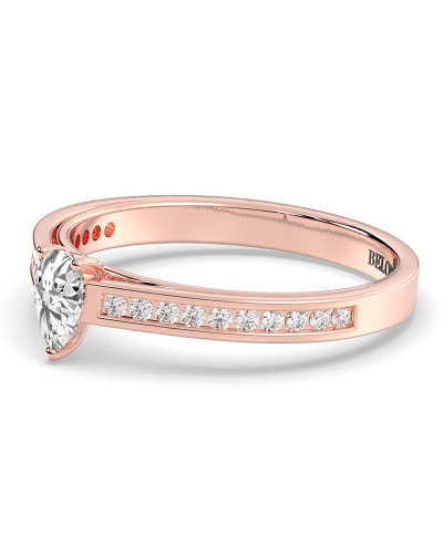 Solitaire Accompagné Diamant Poire en or rose