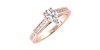 Solitaire Accompagné Diamant Poire en or rose