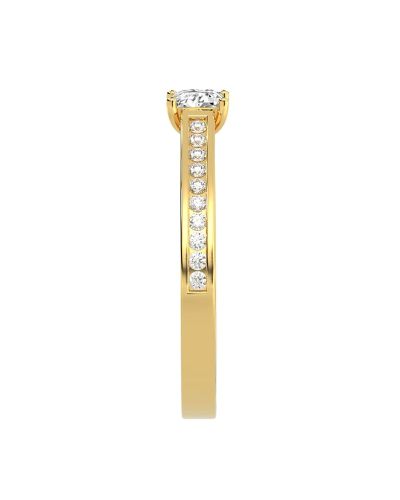 Solitaire Accompagné Diamant Princesse en or jaune