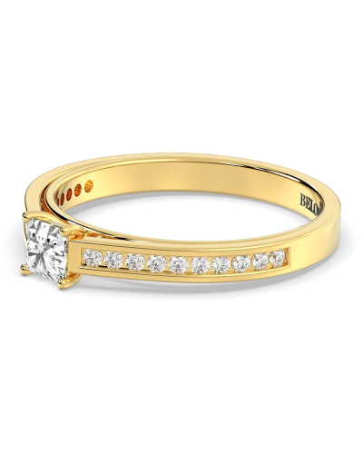Solitaire Accompagné Diamant Princesse en or jaune