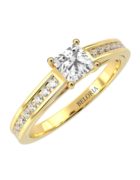 Solitaire Accompagné Diamant Princesse en or rose 2