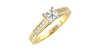 Solitaire Accompagné Diamant Princesse en or jaune