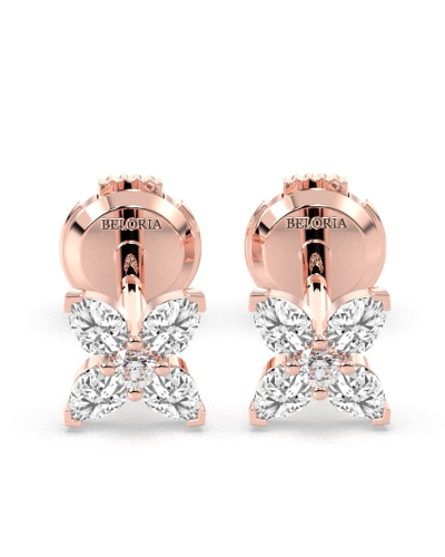 Boucles d'Oreilles Diamant Puces en or rose