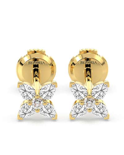 Boucles d'Oreilles Diamant Puces en or jaune