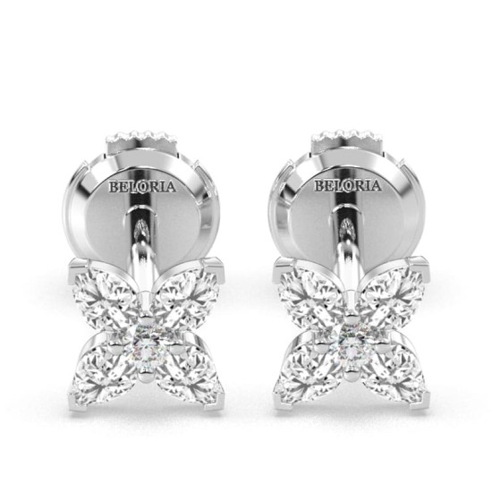 Boucles d'Oreilles Diamant Puces en or blanc