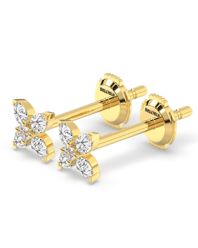Boucles d'Oreilles Diamant Puces en or jaune