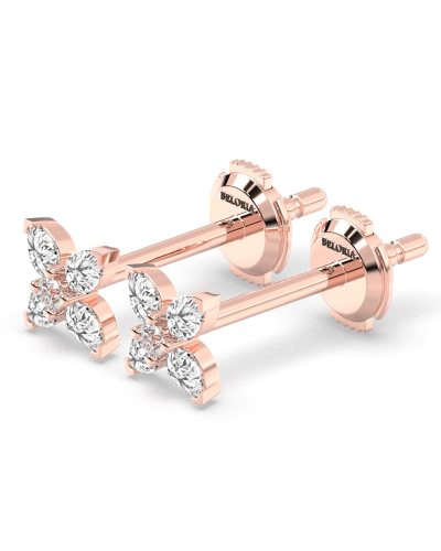 Boucles d'Oreilles Diamant Puces en or rose
