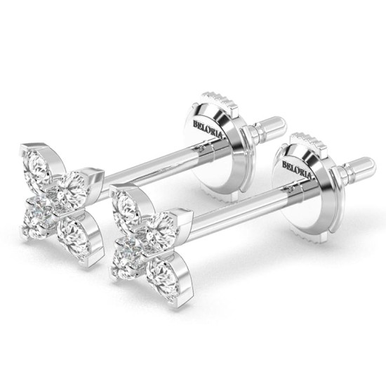 Boucles d'Oreilles Diamant Puces en or blanc