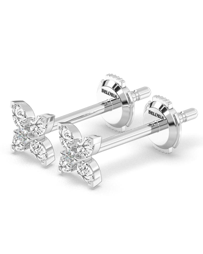 Boucles d'Oreilles Diamant Puces en or blanc