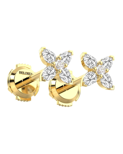 Boucles d'Oreilles Diamant Puces en or jaune