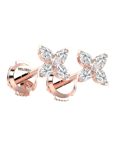 Boucles d'Oreilles Diamant Puces en or rose