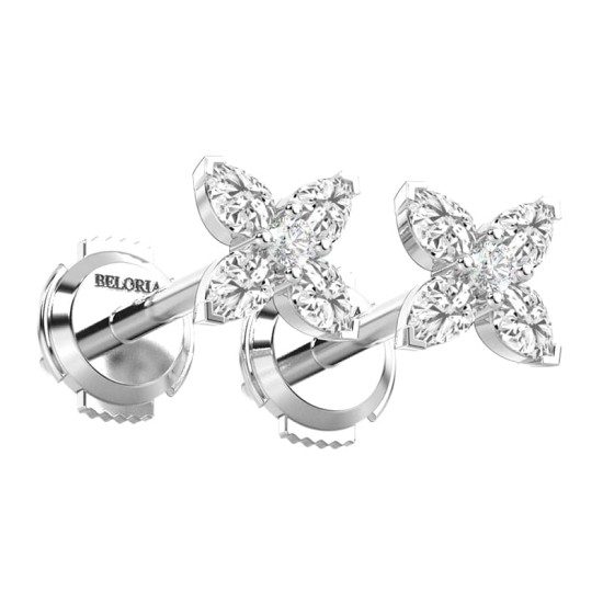 Boucles d'Oreilles Diamant Puces en or blanc