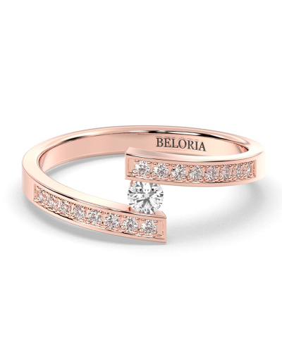 Solitaire Accompagné Diamant Rond en or rose